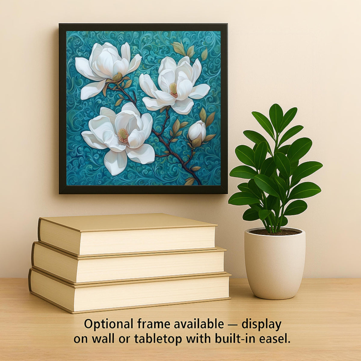 Magnolia Blossoms Stained Glass Style Ceramic Art Tile: Nature Wall Decor Floral Home Decor Art Lover Gift Wall Art