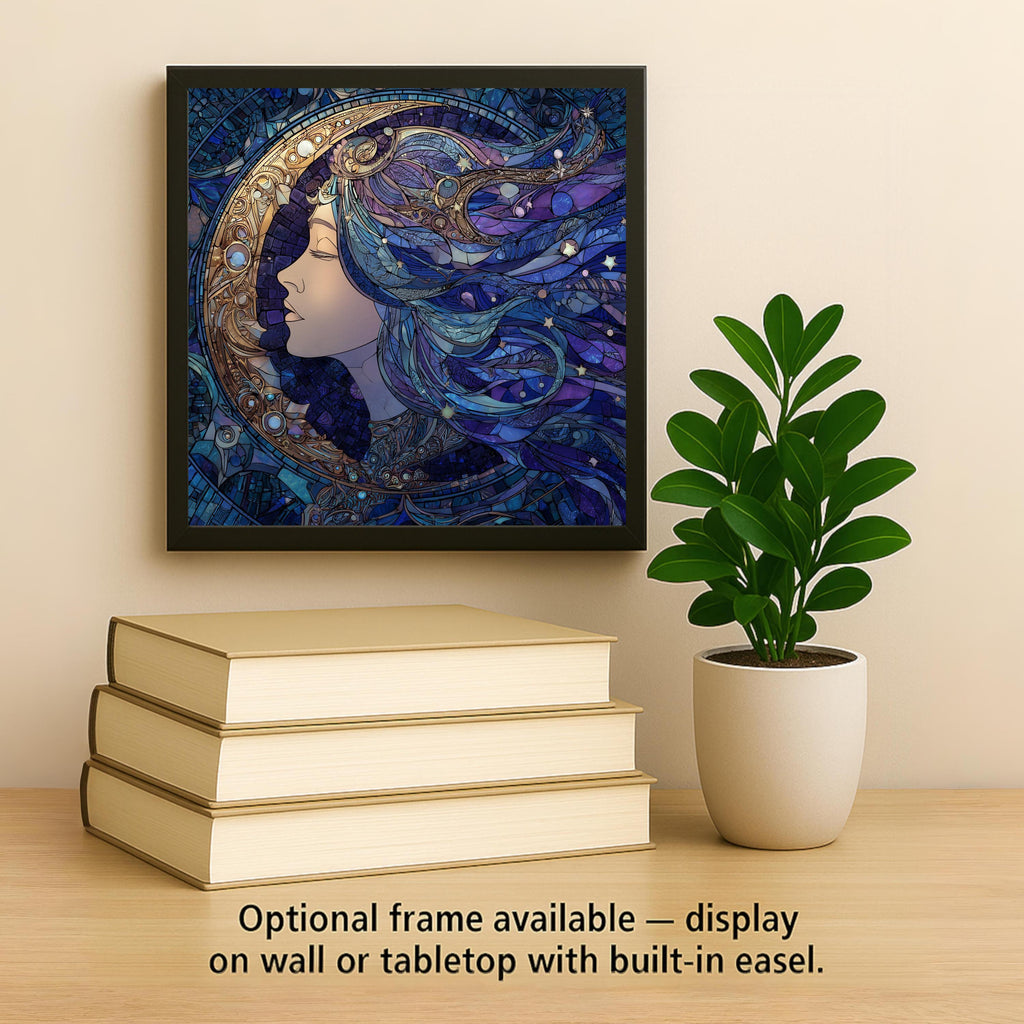 Moon Goddess Ceramic Art Tile: Night Sky Wall Decor Mystical Home Decor Celestial Wall Art Witchy Boho Lunar Moon Phase Mystical Art