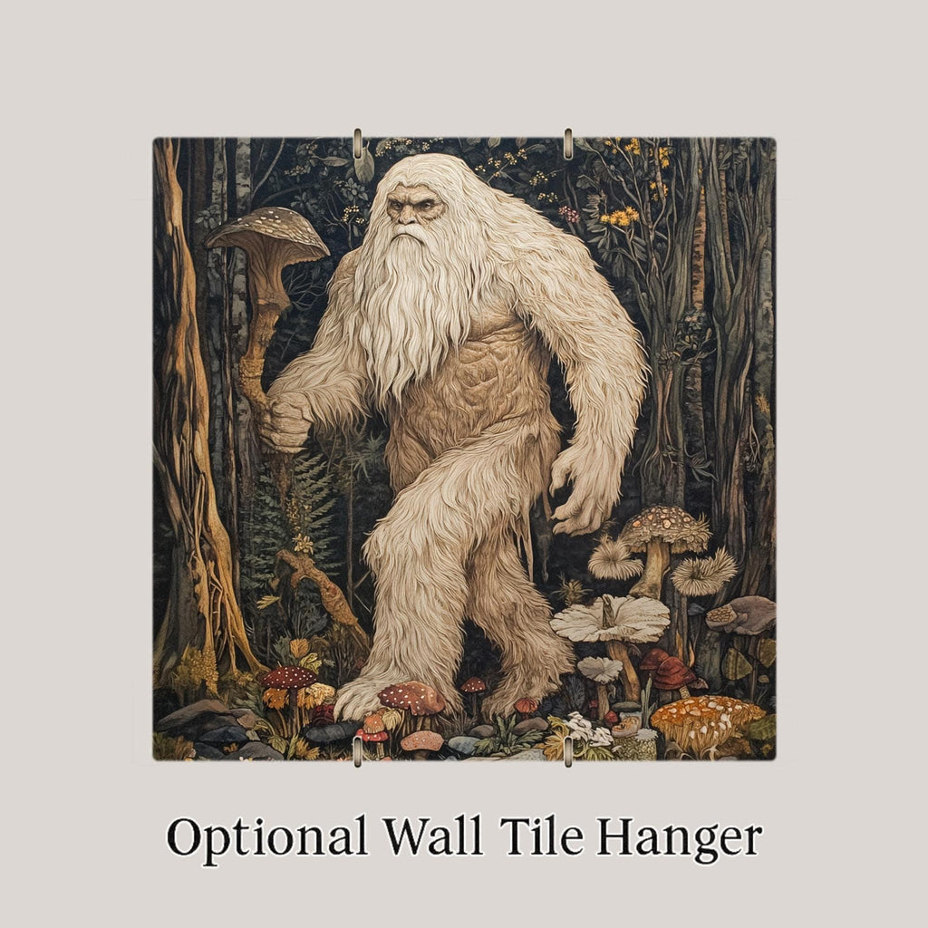 Bigfoot Wall Art Ceramic Tile Art Nouveau Forest Decor Sasquatch Tile Pacific Northwest Art Woodland Nature Art