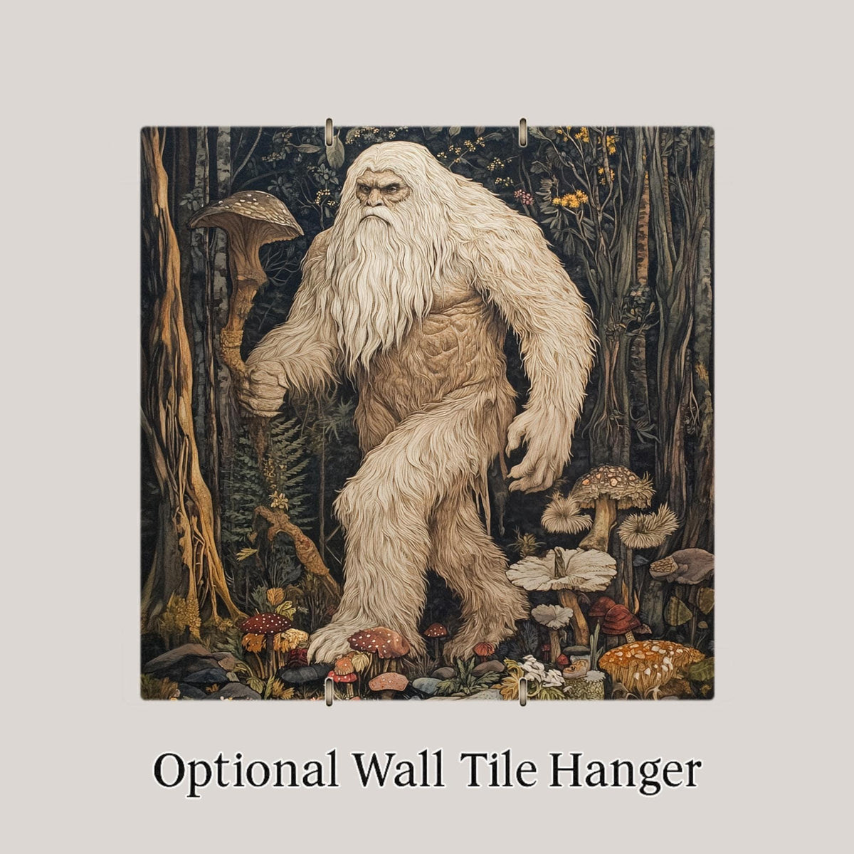 Bigfoot Wall Art Ceramic Tile Art Nouveau Forest Decor Sasquatch Tile Pacific Northwest Art Woodland Nature Art