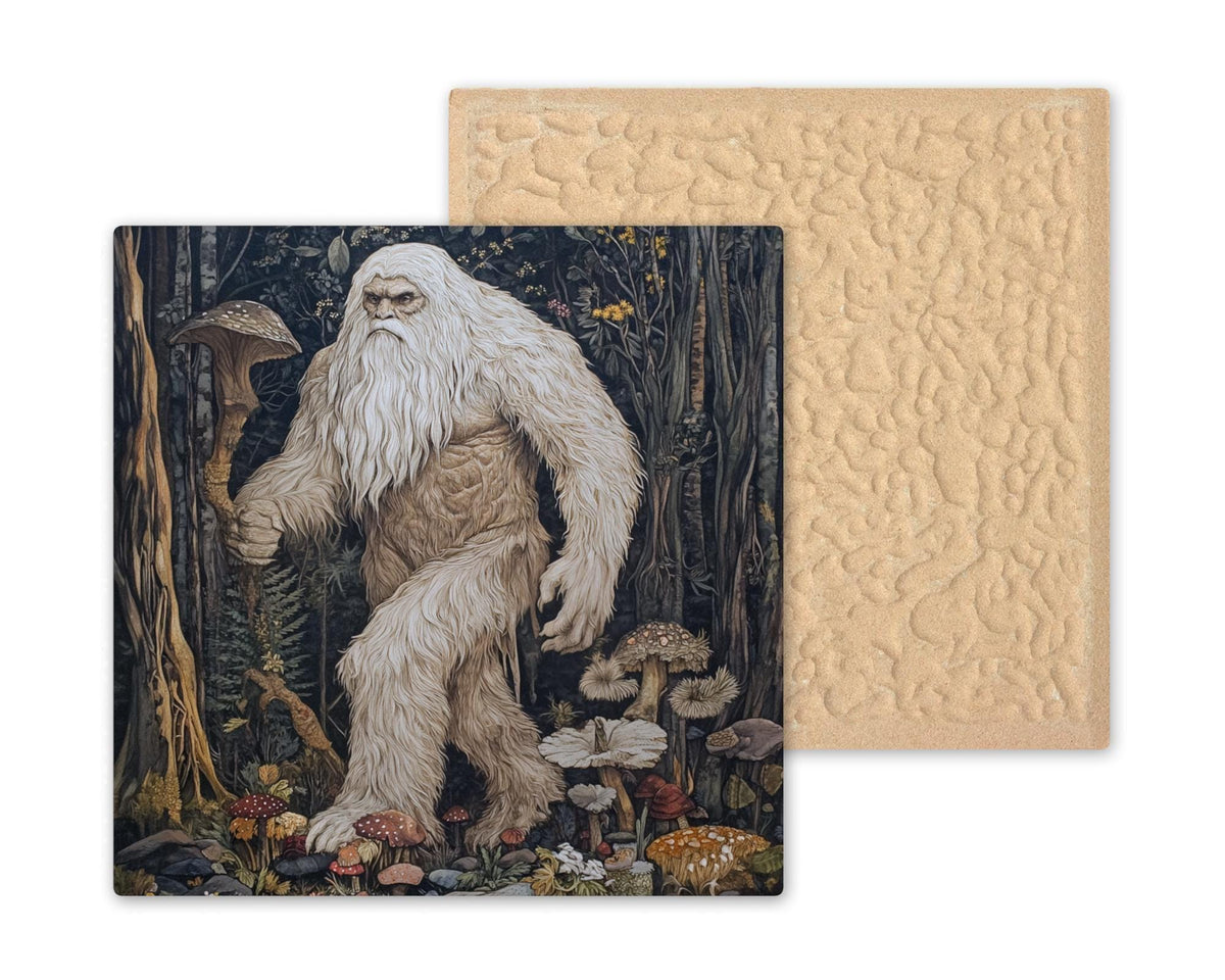 Bigfoot Wall Art Ceramic Tile Art Nouveau Forest Decor Sasquatch Tile Pacific Northwest Art Woodland Nature Art