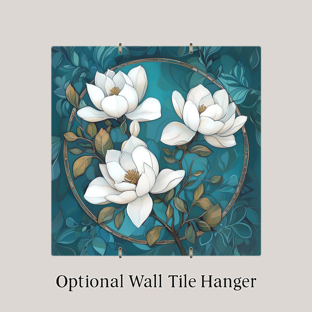 Magnolia Wall Art Ceramic Tile Floral Gift Magnolia Lover Gift Flower Decor Mothers Day Gift Botanical Tile