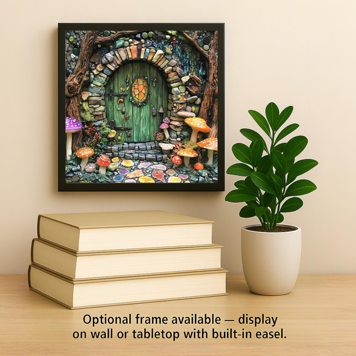 Fairy House Wall Art Ceramic Tile Stained Glass Style Enchanted Cottage Gift Fairy Lover Garden Decor Nature