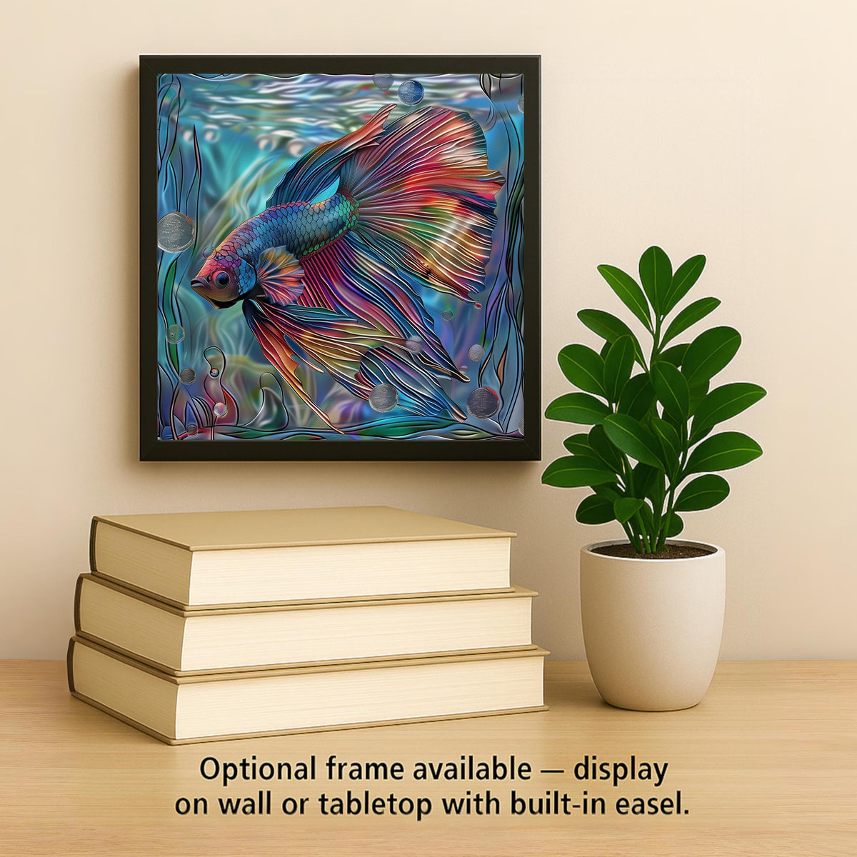 Betta Fish Wall Art Ceramic Tile - Colorful Aquatic Wall Decor for Tropical Spa Bathroom