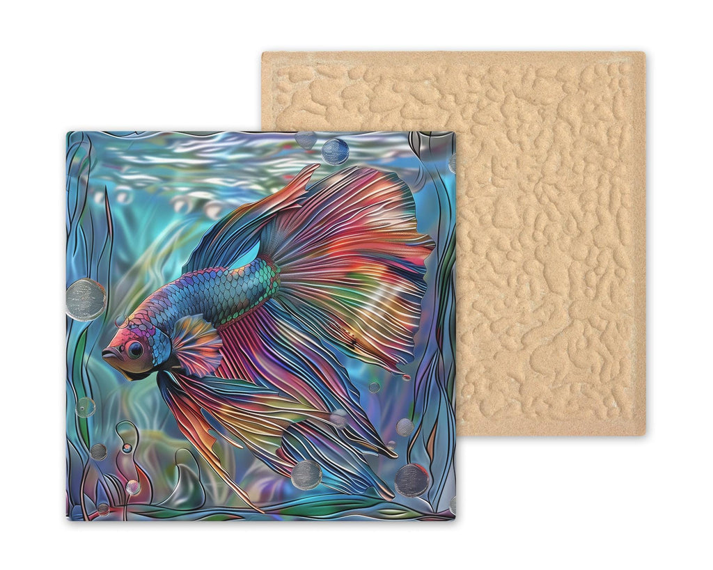 Betta Fish Wall Art Ceramic Tile - Colorful Aquatic Wall Decor for Tropical Spa Bathroom