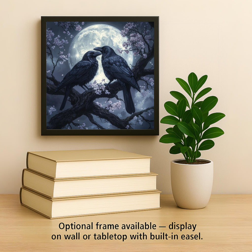 Moonlight Crow Ceramic Art Tile: Gothic Wall Decor Dark Academia Decor Fantasy Home Decor Wall Art Halloween Dark Fantasy Spooky Gothic