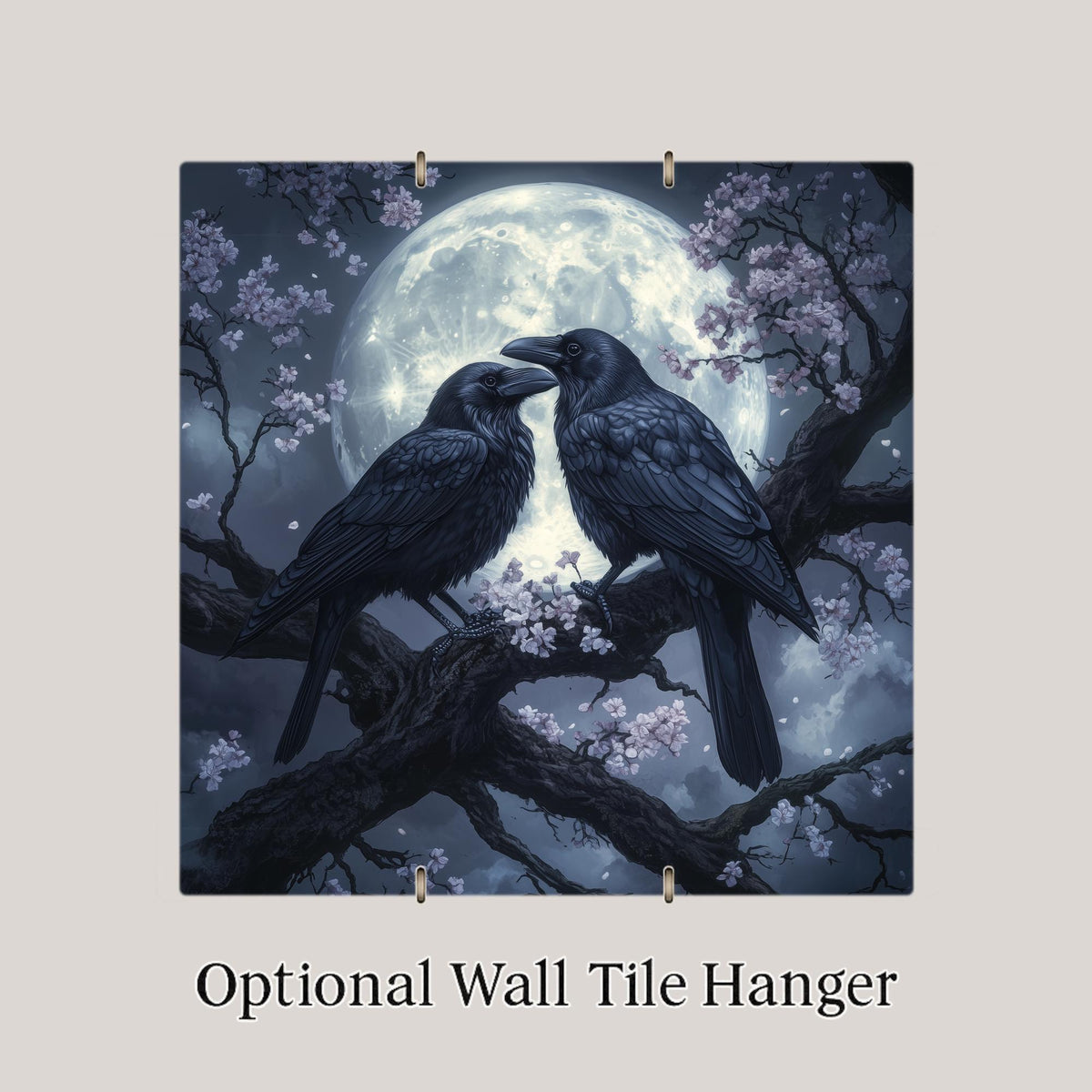 Moonlight Crow Ceramic Art Tile: Gothic Wall Decor Dark Academia Decor Fantasy Home Decor Wall Art Halloween Dark Fantasy Spooky Gothic