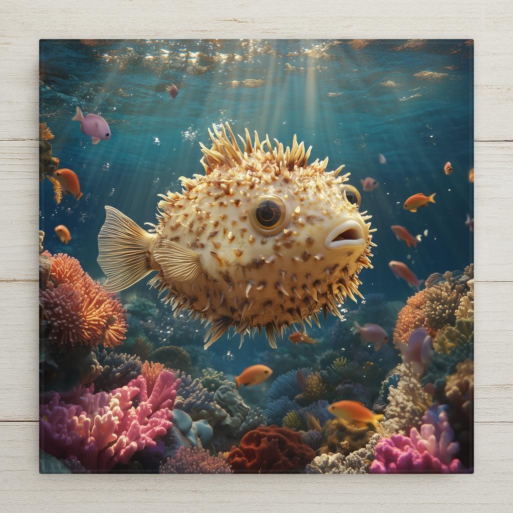 This ceramic pufferfish wall art tile is ideal for ocean-themed bathrooms, beachy kitchens, or tropical nursery décor. A charming and coastal touch for your home!