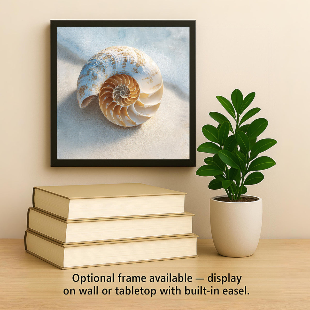 Nautilus Shell Ceramic Art Tile – Minimal Coastal Wall Decor, Beach House Ocean Lover Gift
