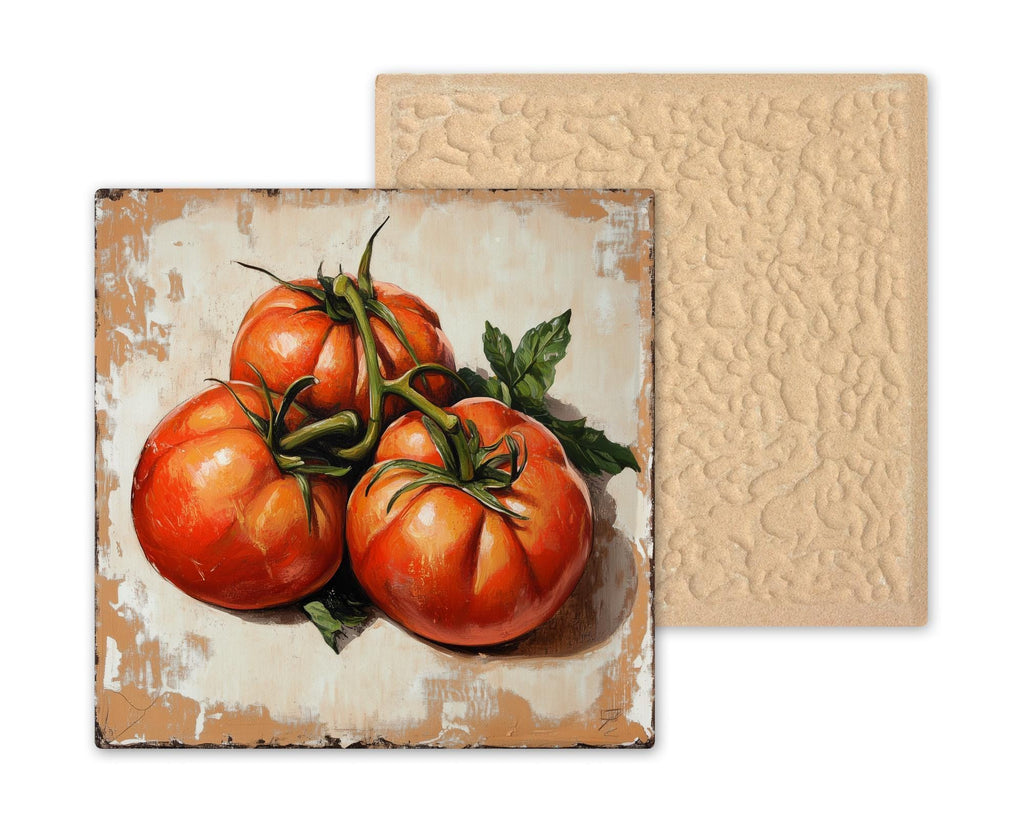 Heirloom Tomato Ceramic Art Tile: Mediterranean Wall Decor Kitchen Accent Tuscan Home Decor Wall Art Farmhouse Garden Vegetable Kitchen Art