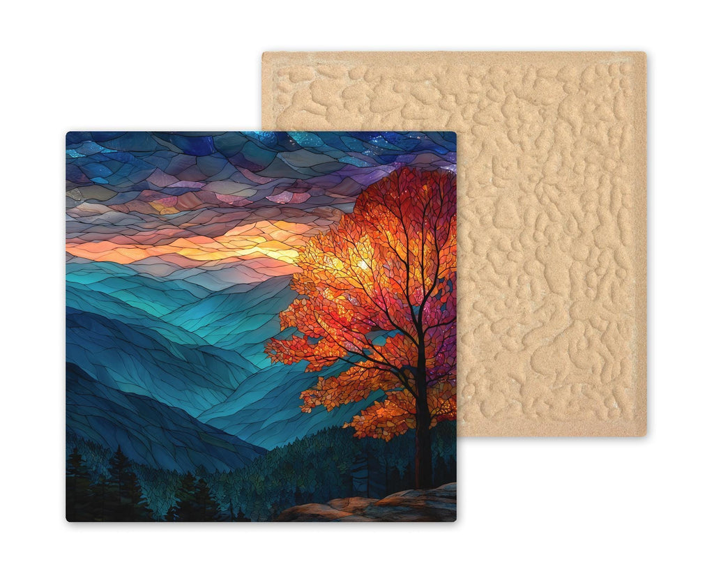 Blue Ridge Mountains Sunrise Wall Art Ceramic Tile Mosaic Style Landscape Decor Nature Inspired Home Gift