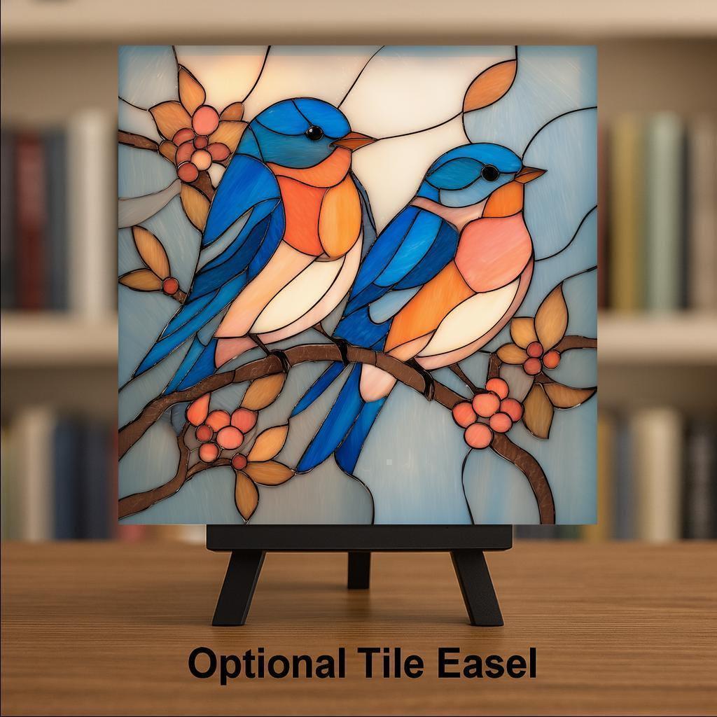 Bluebird Pair Wall Art Ceramic Tile Bird Lover Gift Meaningful Decor Nature Art Bluebird Lover Gift Tile