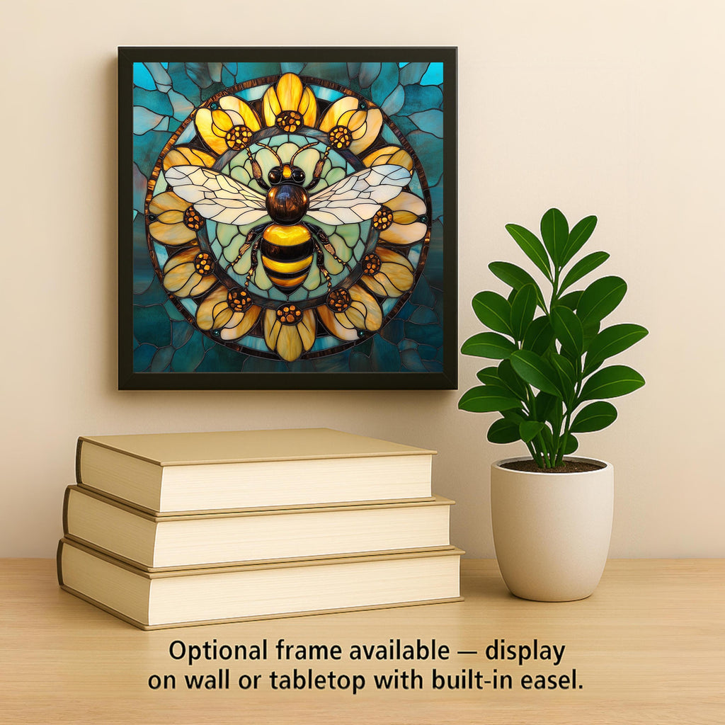 Bee Mandala Wall Art Ceramic Tile Garden Gift Sacred Geometry Decor Cottagecore Art Bee Lover Gift Tile