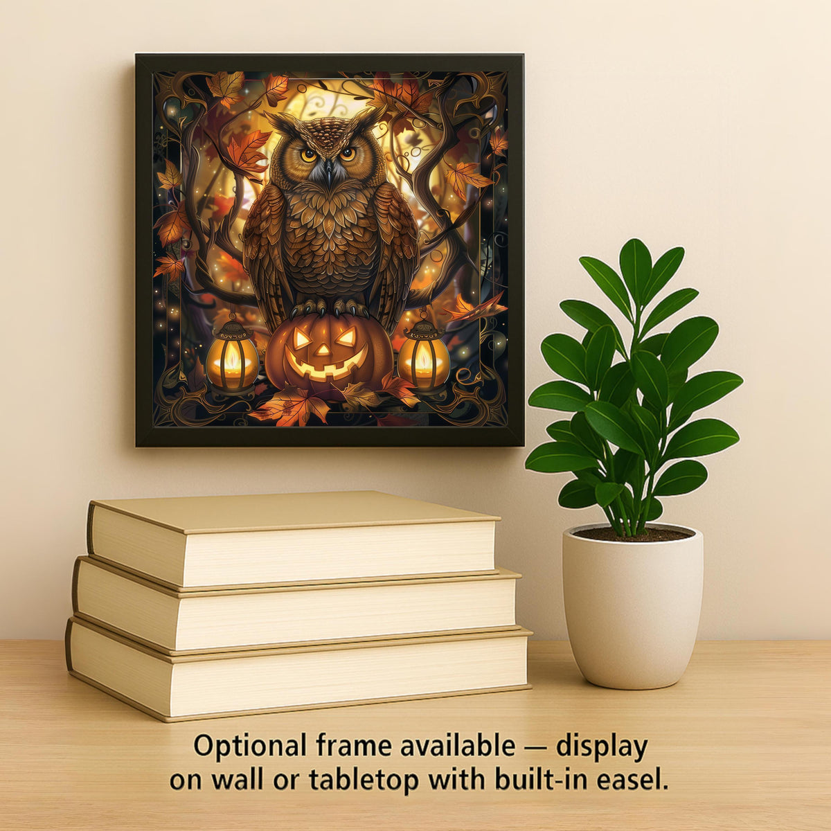Halloween Owl Wall Art Ceramic Tile Autumn Home Decor Halloween Gift Spooky Decor Pumpkin Art