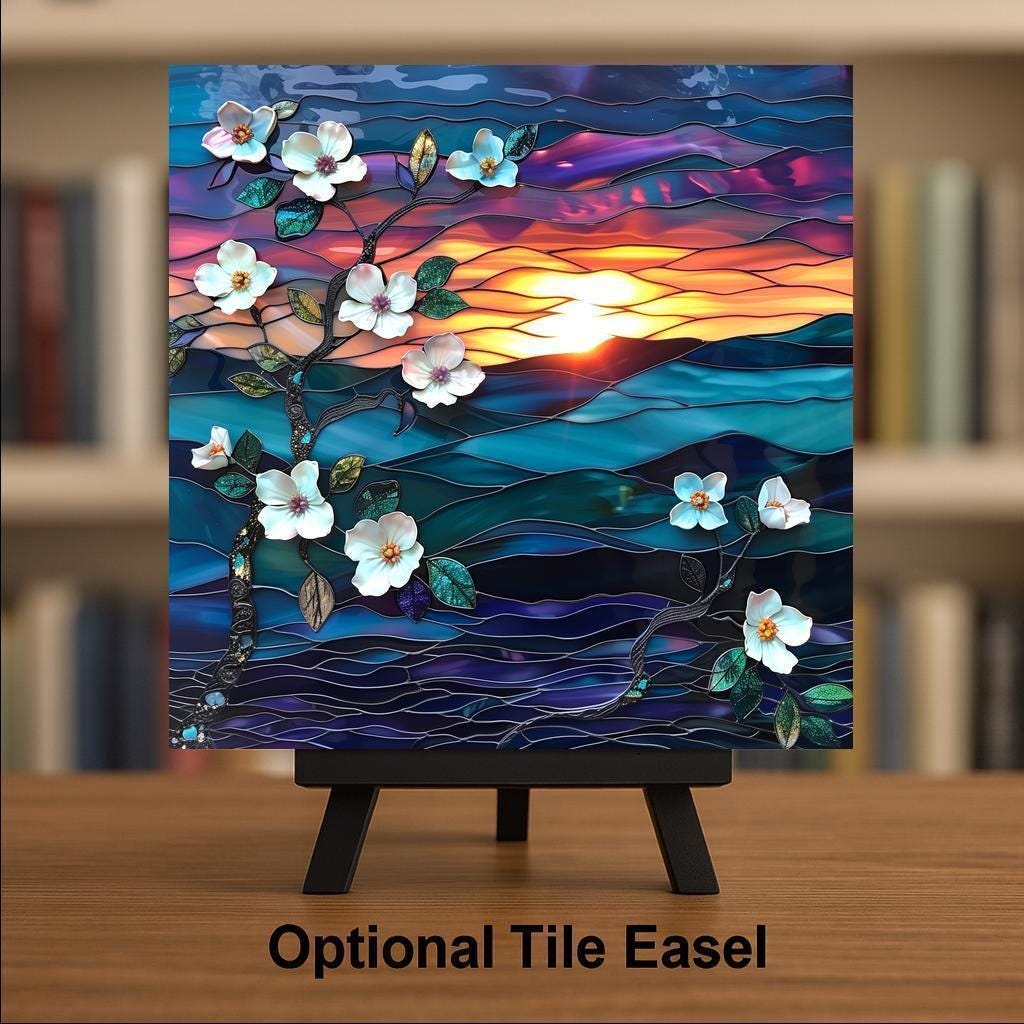 Dogwood Blossom Ceramic Art Tile: Nature Wall Decor Floral Home Decor Art Lover Gift Wall Art