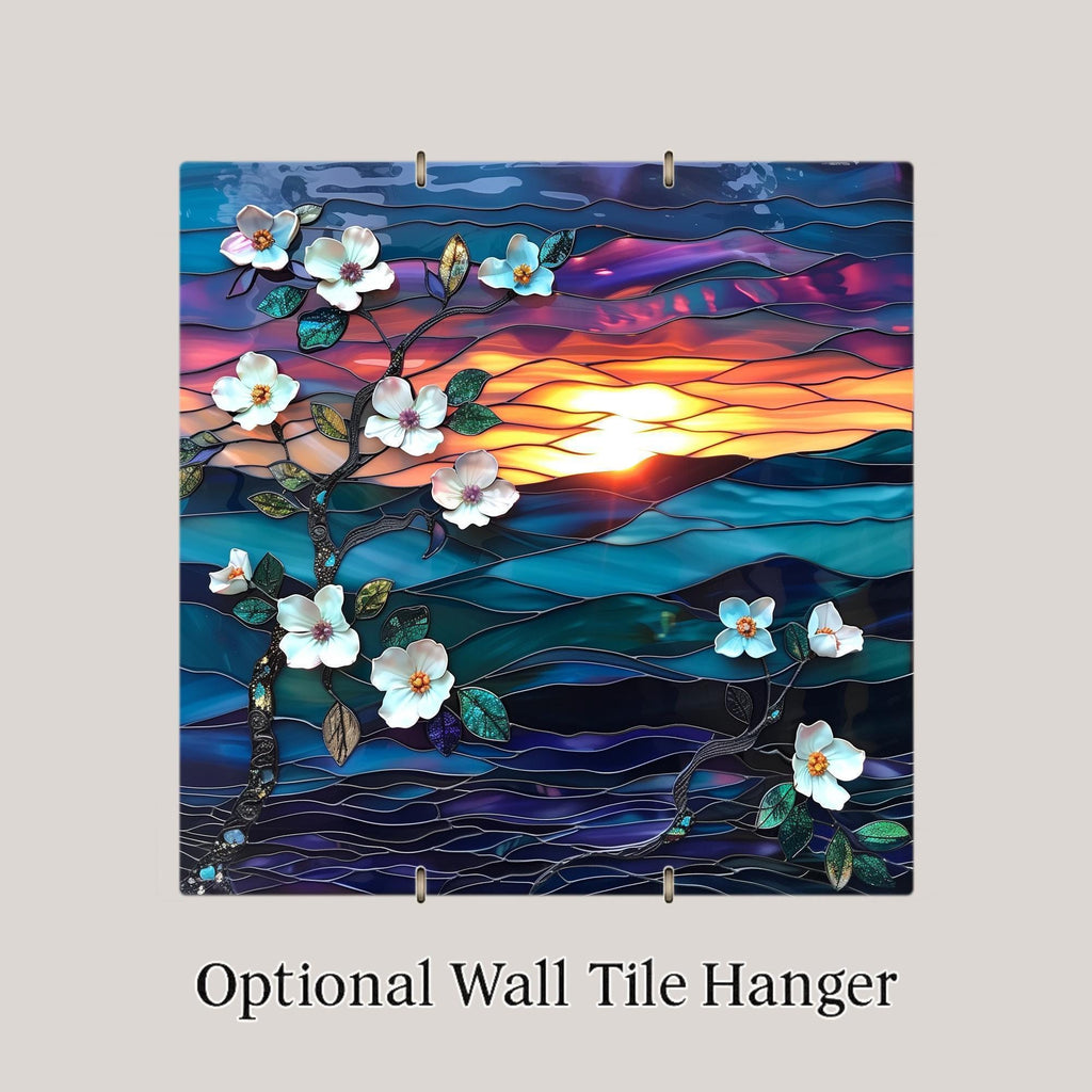 Dogwood Blossom Ceramic Art Tile: Nature Wall Decor Floral Home Decor Art Lover Gift Wall Art