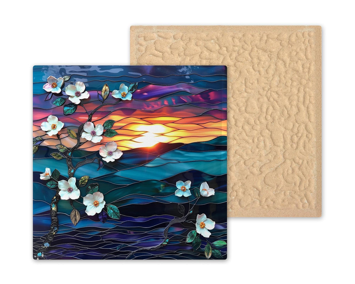 Dogwood Blossom Ceramic Art Tile: Nature Wall Decor Floral Home Decor Art Lover Gift Wall Art