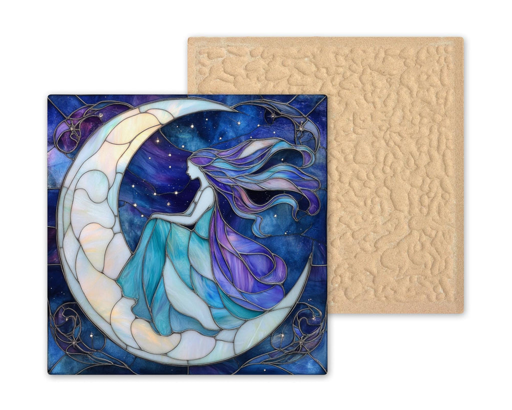 Moon Goddess Ceramic Art Tile: Night Sky Wall Decor Mystical Home Decor Celestial Wall Art Lunar Goddess Witchy Moon Celestial Night Art