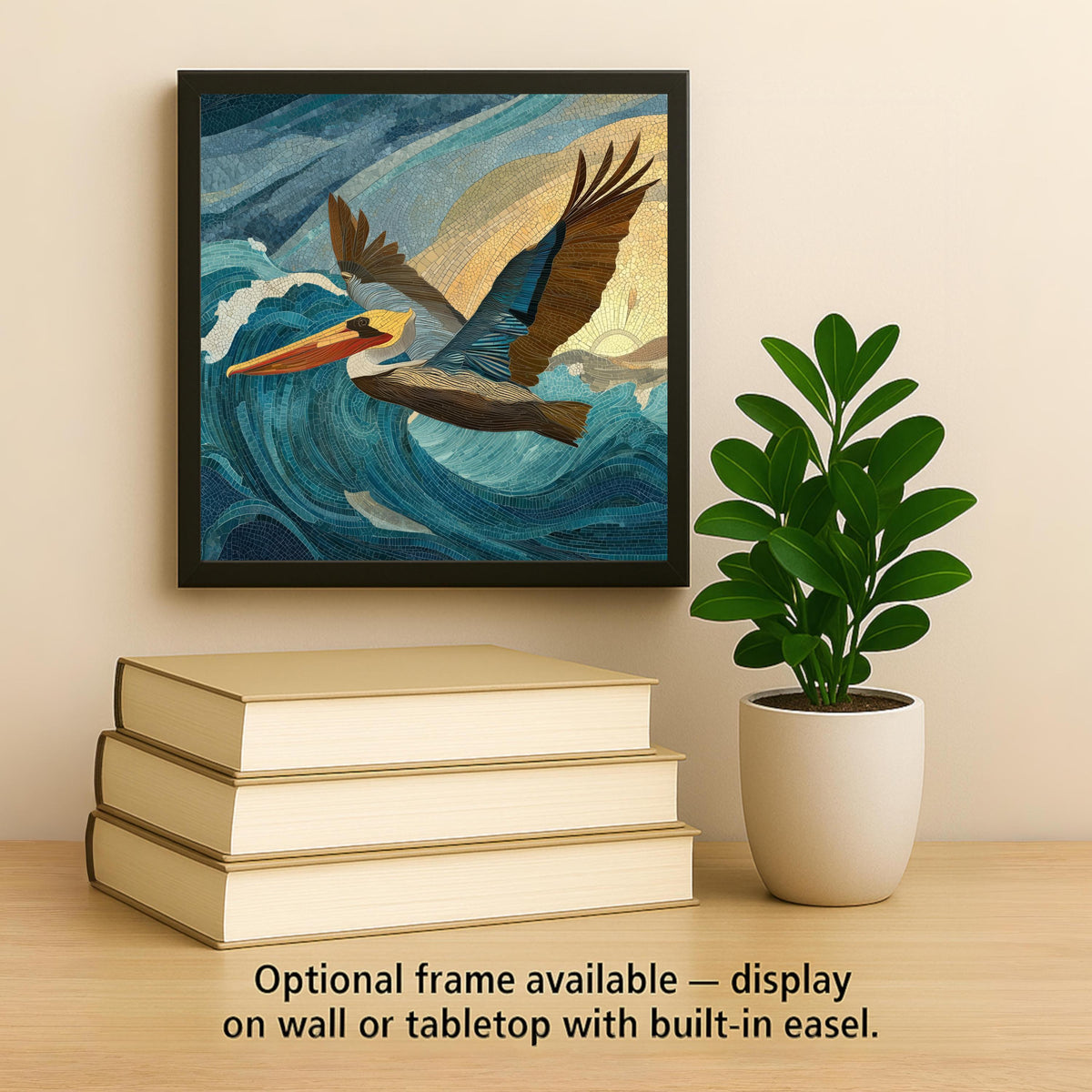 Pelican Wall Art Ceramic Tile Coastal Bird Gift Bathroom Decor Ocean Art Bird Lover Gift Nature Tile