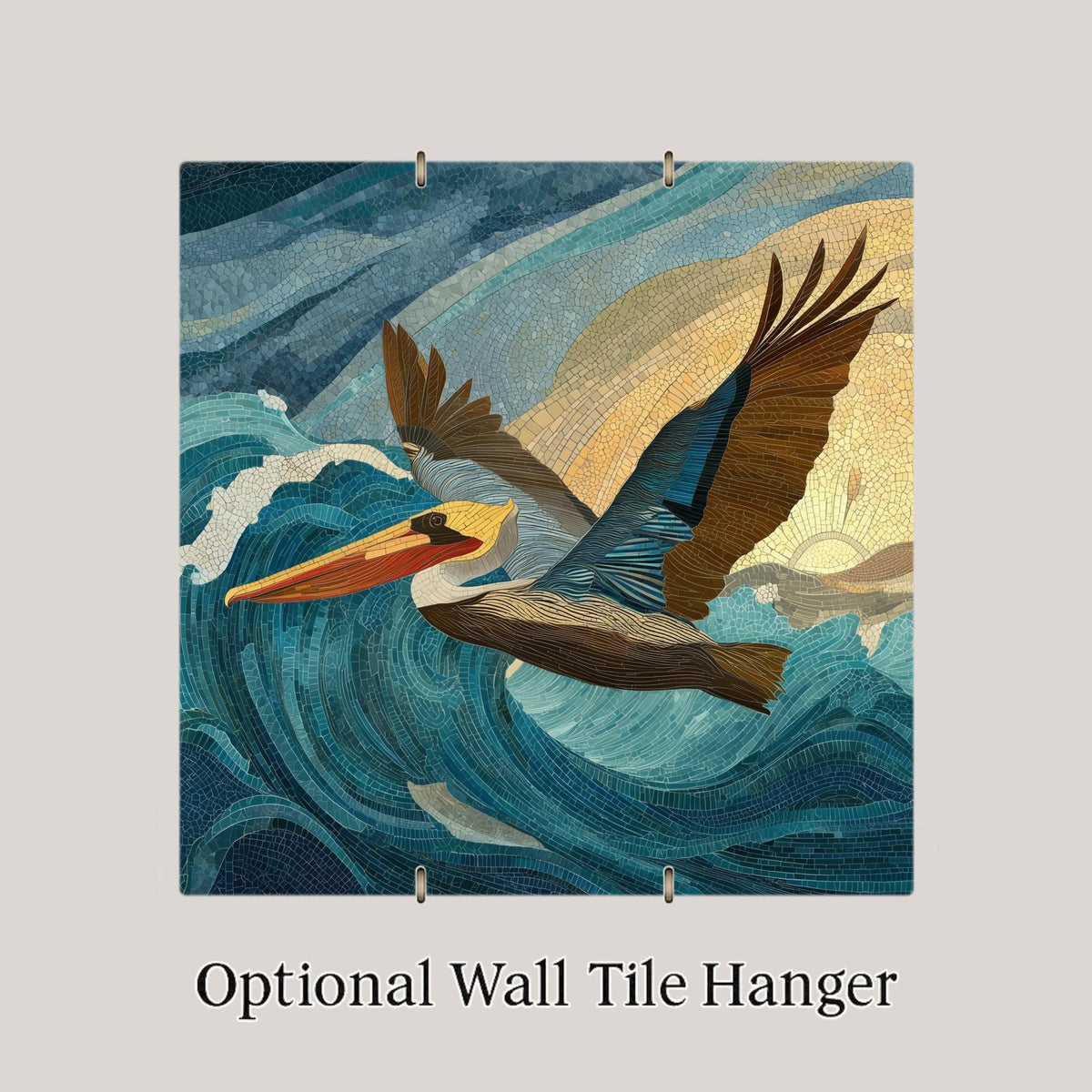 Pelican Wall Art Ceramic Tile Coastal Bird Gift Bathroom Decor Ocean Art Bird Lover Gift Nature Tile