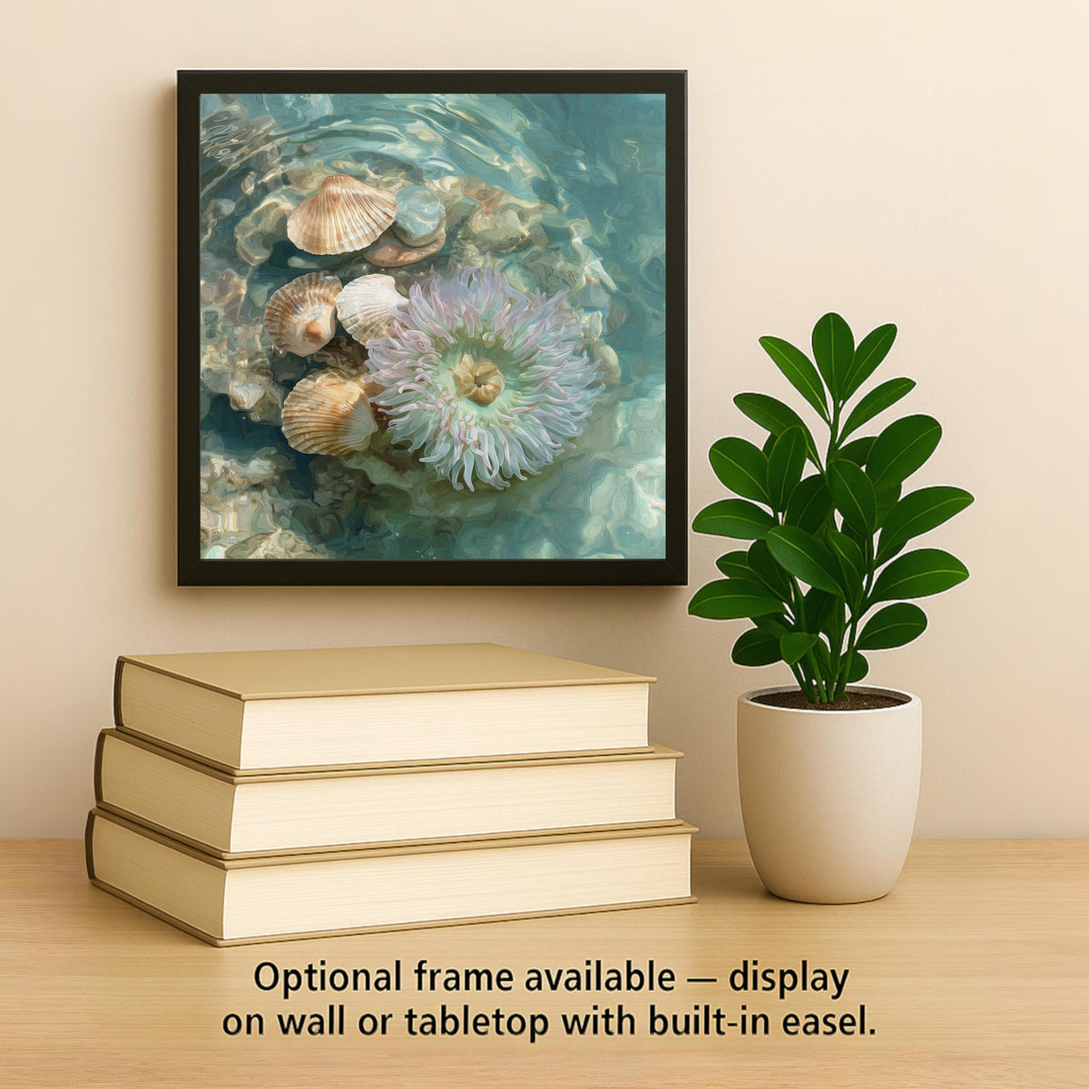 Sea Anemone Ceramic Tile Wall Art – Stained Glass Style Coastal Decor, Ocean Nature Wall Decor Home Decor Gift