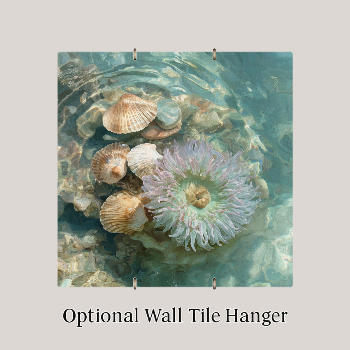 Sea Anemone Ceramic Tile Wall Art – Stained Glass Style Coastal Decor, Ocean Nature Wall Decor Home Decor Gift