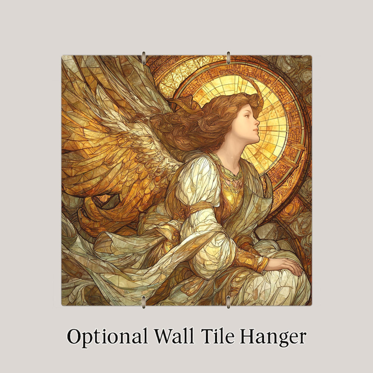 Guardian Angel Stained Glass Style Ceramic Art Tile: Faith Wall Decor Christian Gift Religious Home Decor Wall Art Angel Wings Faith Spir