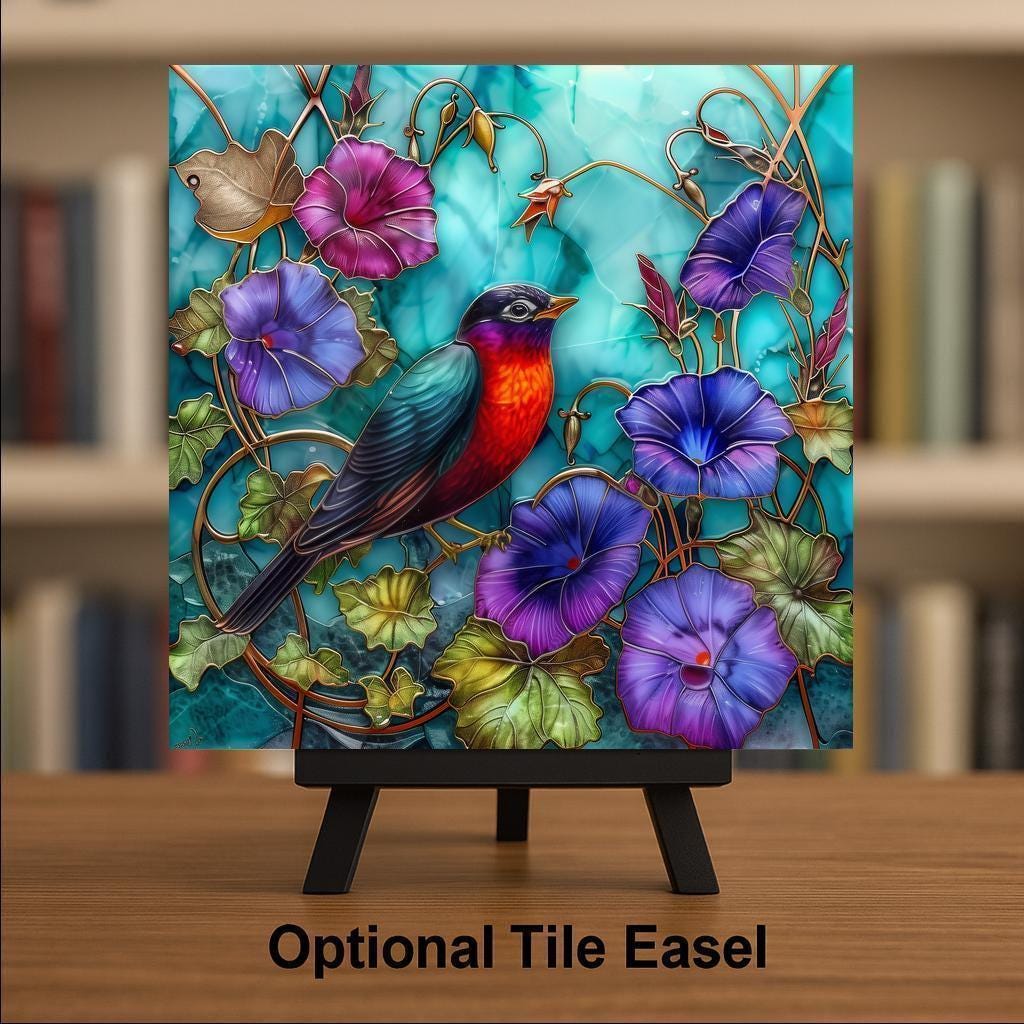 Robin Wall Art Ceramic Tile Bird Lover Gift Garden Decor Red Robin Art Nature Gift Bathroom Bird Tile