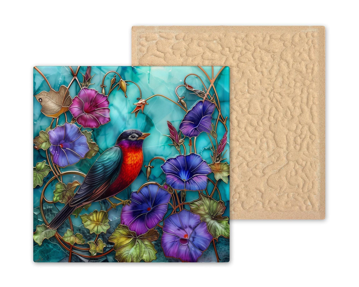 Robin Wall Art Ceramic Tile Bird Lover Gift Garden Decor Red Robin Art Nature Gift Bathroom Bird Tile