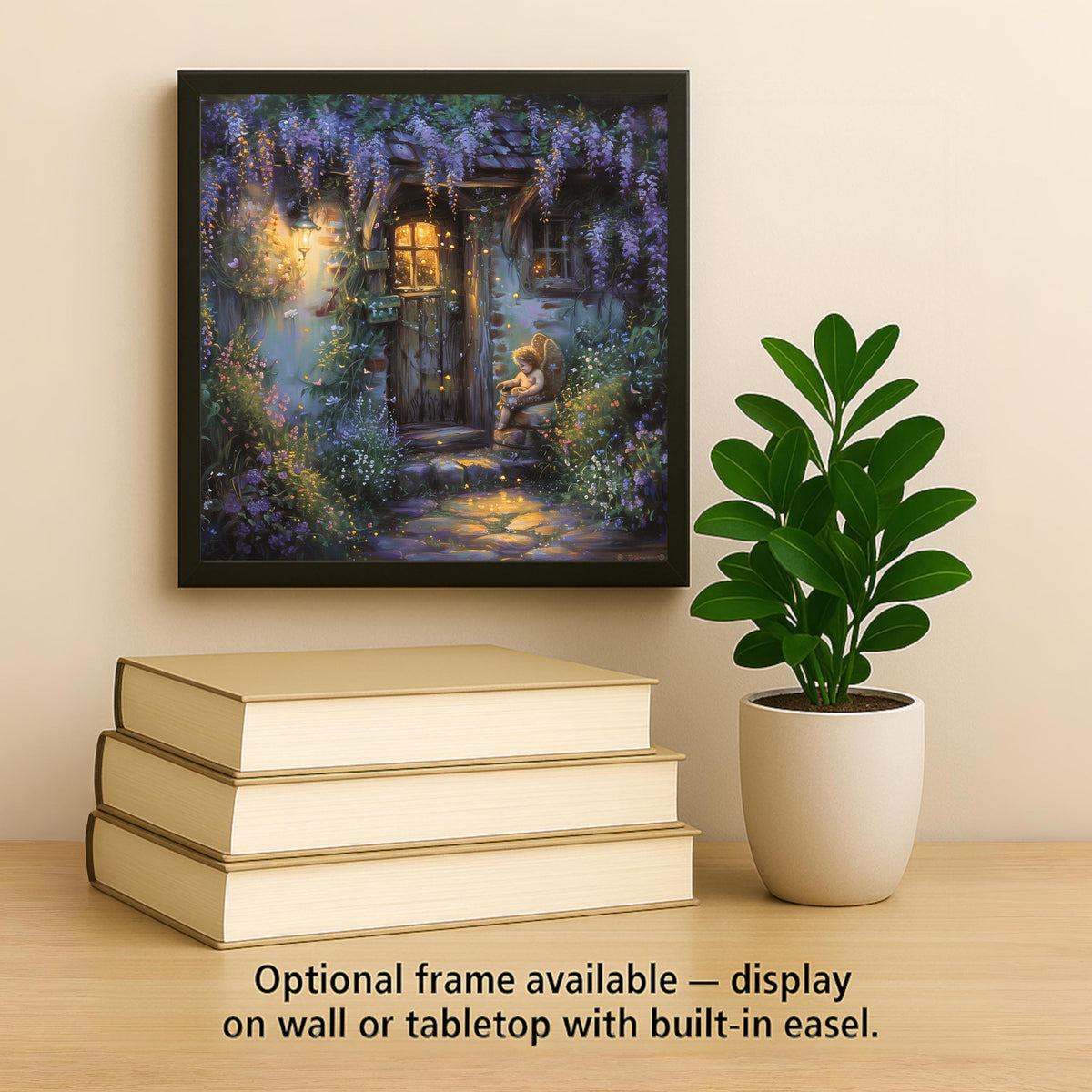 Secret Garden Ceramic Art Tile – Wisteria Cottage Wall Decor, Cottagecore Fairy Garden Whimsical Gift