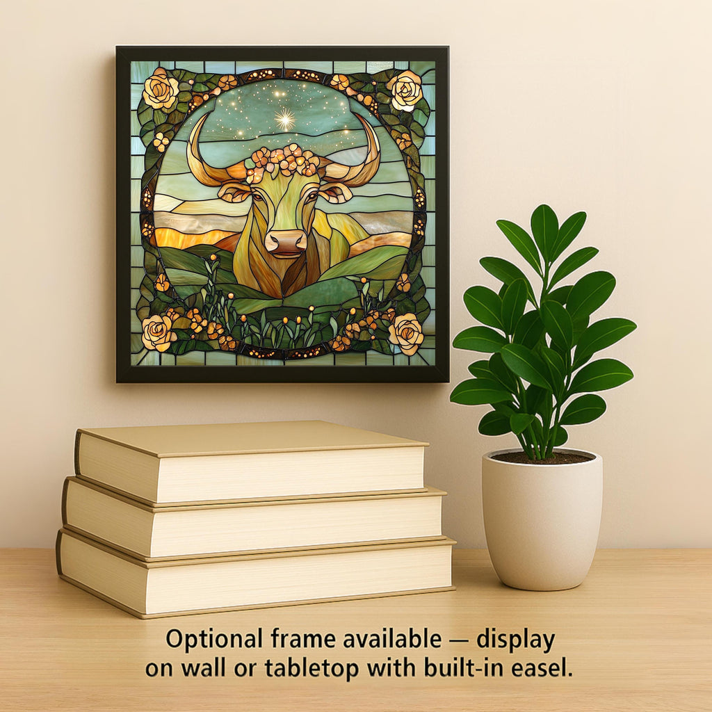 Taurus Zodiac Wall Art Ceramic Tile Astrology Gift Stained Glass Style Decor Bull Symbol Art Taurus Lover Gift Tile