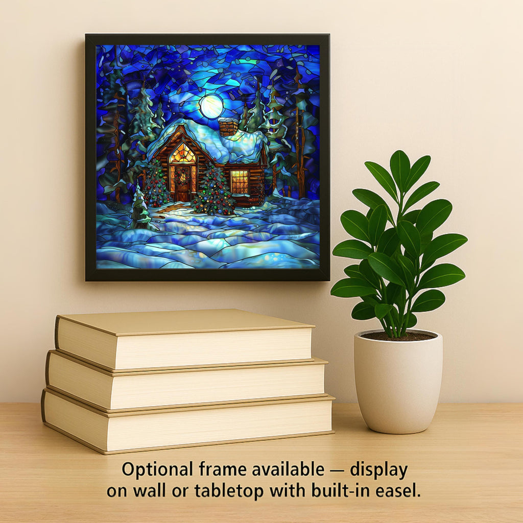 Winter Cabin Wall Art Ceramic Tile Christmas Gift Rustic Lodge Decor Snowy Scene Art Holiday Gift Tile