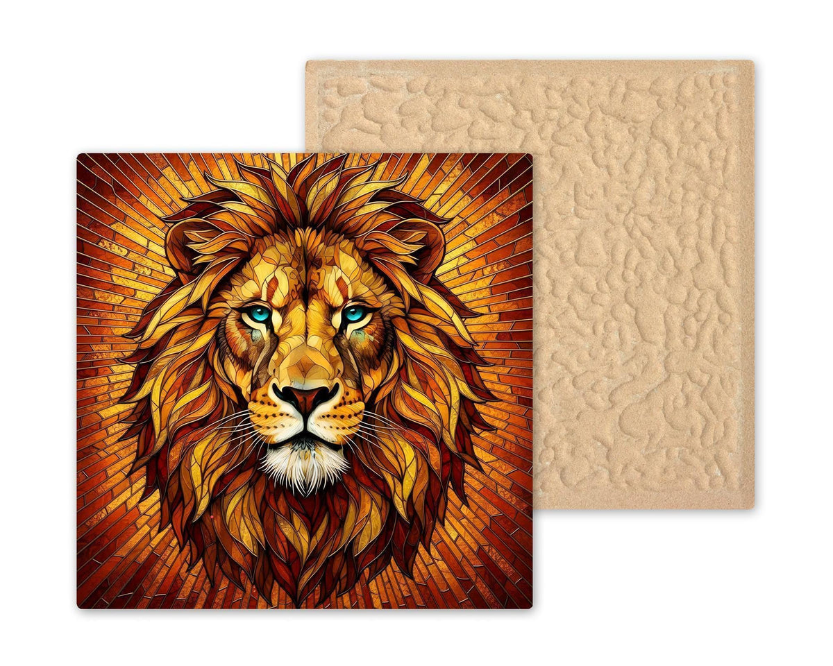 Lion Wall Art Ceramic Tile – Wildlife Wall Art Ceramic Tile – Bold Safari Decor, Masculine Office Decor, Animal Home Decor