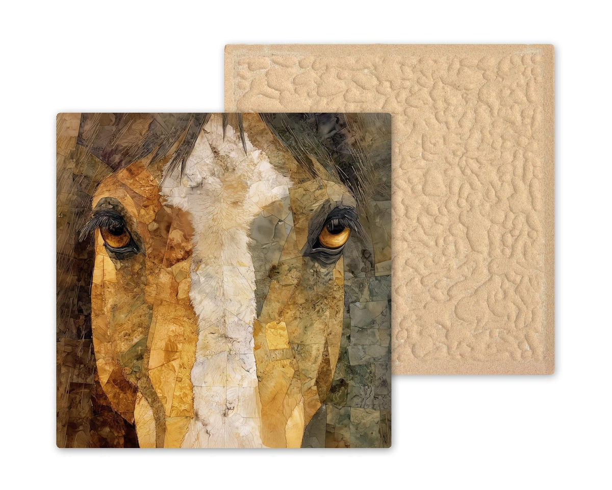 Horse Wall Art Ceramic Tile Stained Glass Style Western Gift Rustic Portrait Decor Nature Art