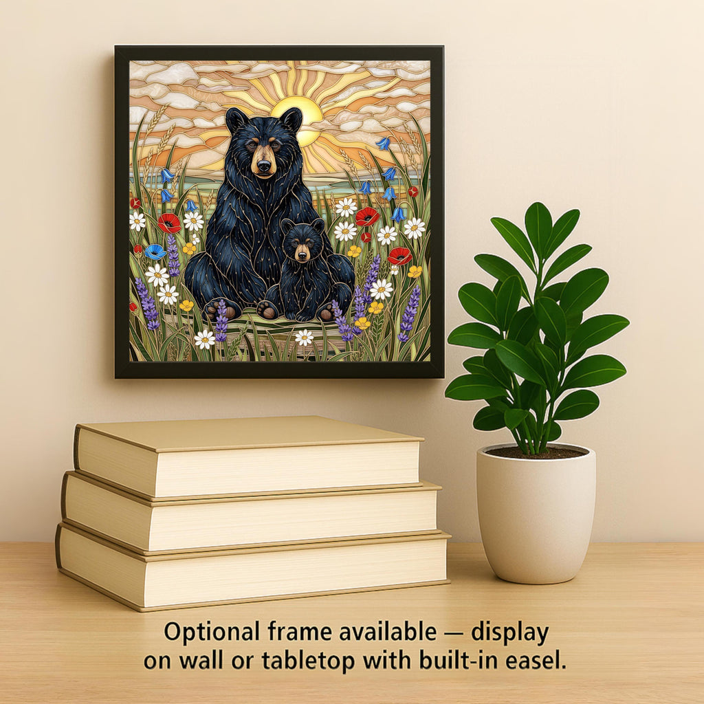 Black Bear Ceramic Art Tile – Rustic Cabin Wildlife Wall Decor, Woodland Lodge Nature Lover Gift