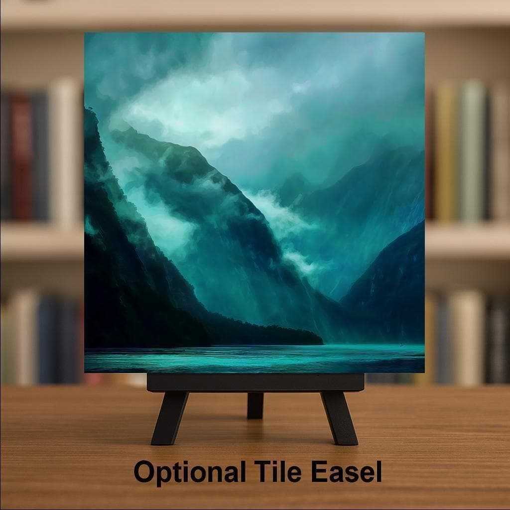Norwegian Fjord Wall Art Ceramic Tile Scandinavia Gift Misty Mountain Decor Nordic Coastal Art Travel Gift Tile