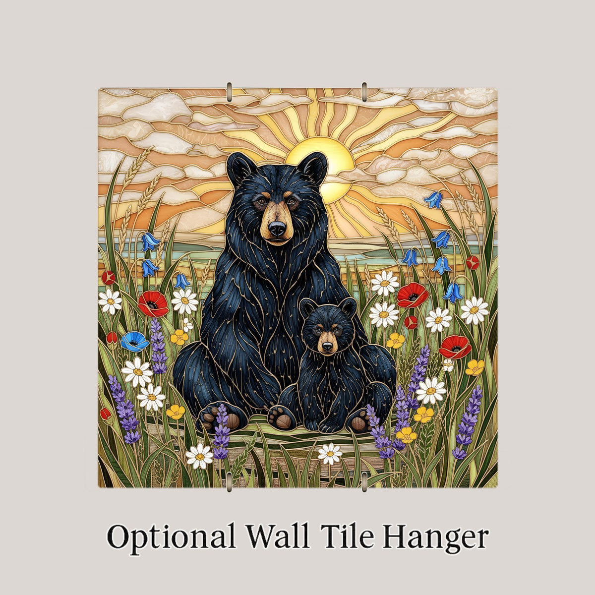 Black Bear Ceramic Art Tile – Rustic Cabin Wildlife Wall Decor, Woodland Lodge Nature Lover Gift