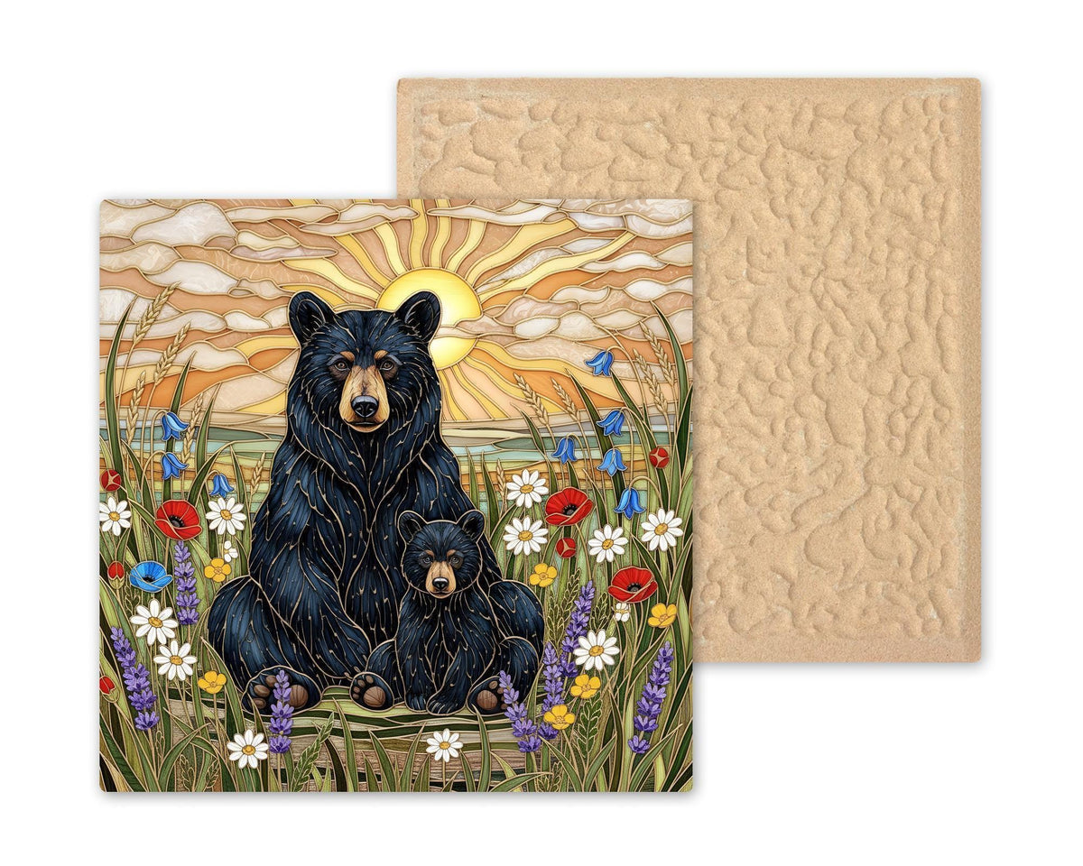 Black Bear Ceramic Art Tile – Rustic Cabin Wildlife Wall Decor, Woodland Lodge Nature Lover Gift