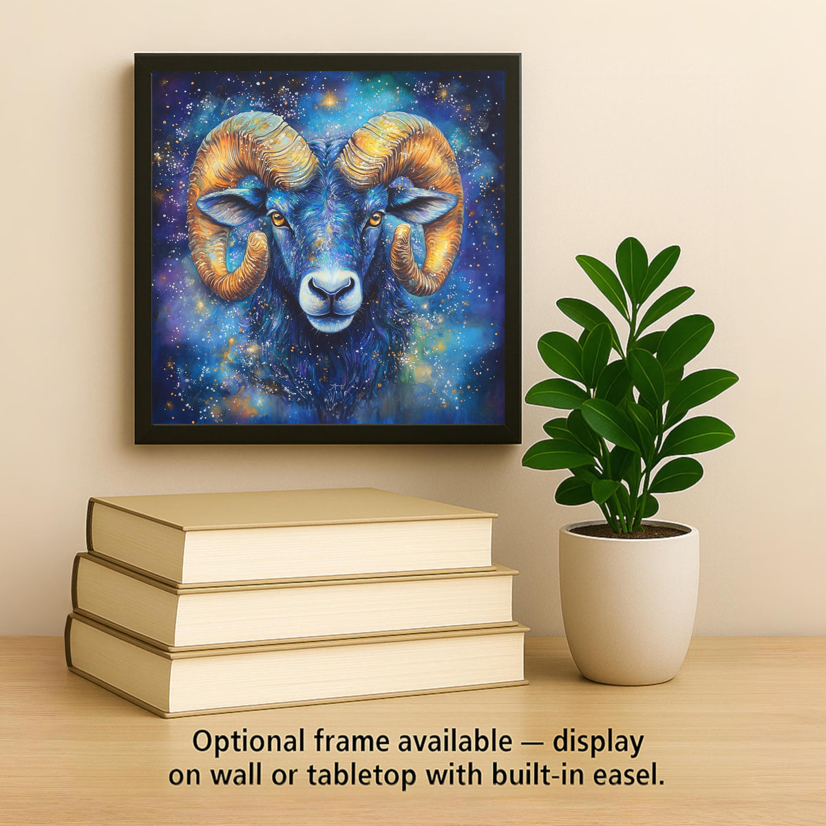 Aries Zodiac Wall Art Ceramic Tile Astrology Gift Watercolor Ram Decor Star Sign Art Aries Lover Gift Tile