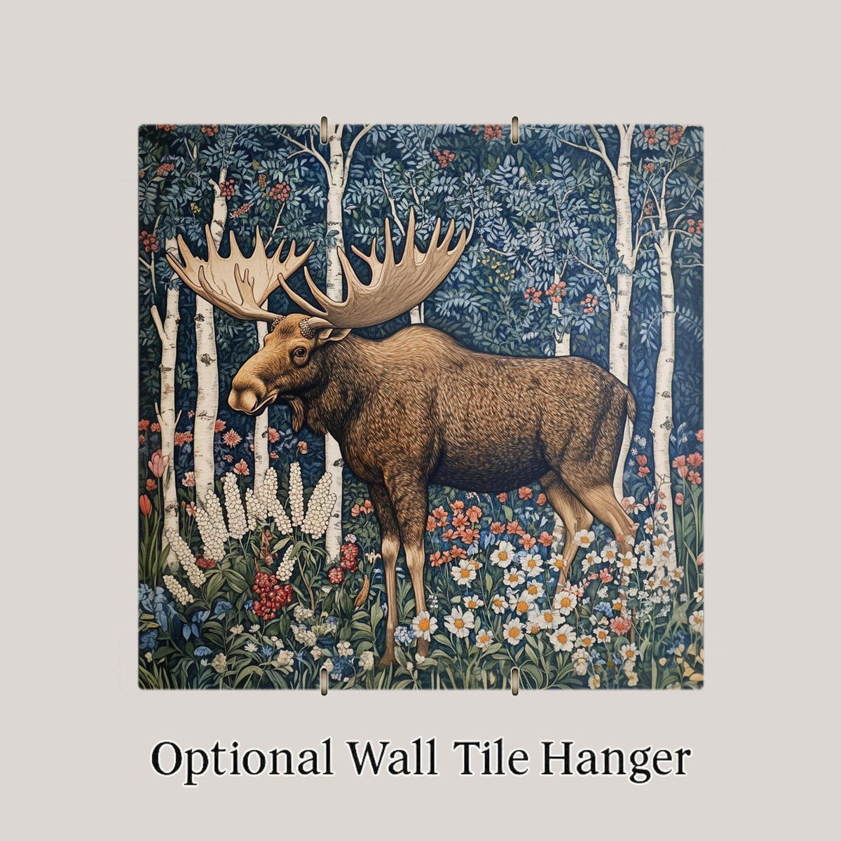 Moose Art Nouveau Ceramic Art Tile: Cabin Wall Decor Nature Lover Gift Woodland Home Decor Wall Art