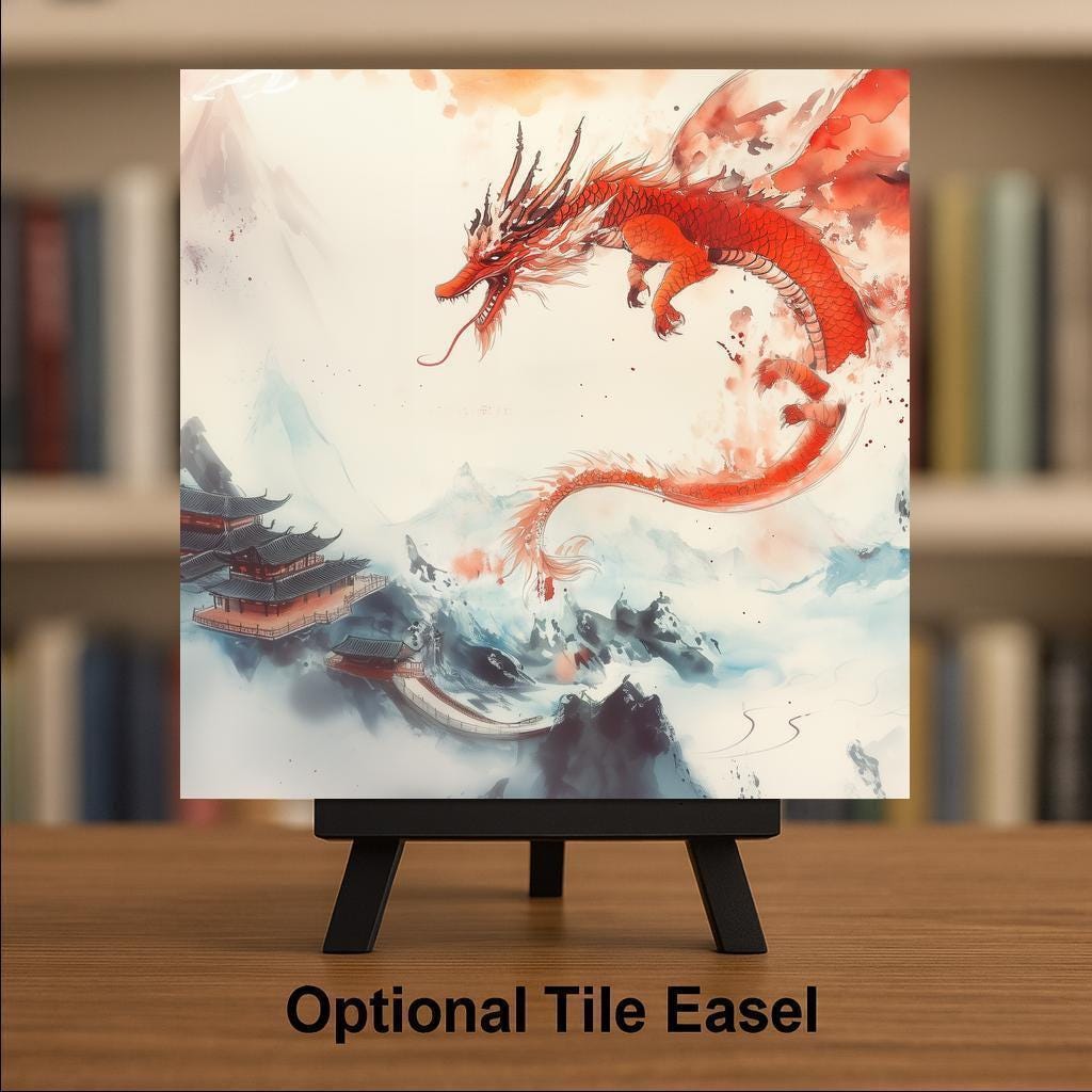 Chinese Dragon Wall Art Ceramic Tile Eastern Gift Dragon Decor Asian Art Dragon Lover Nature Home Gift Tile