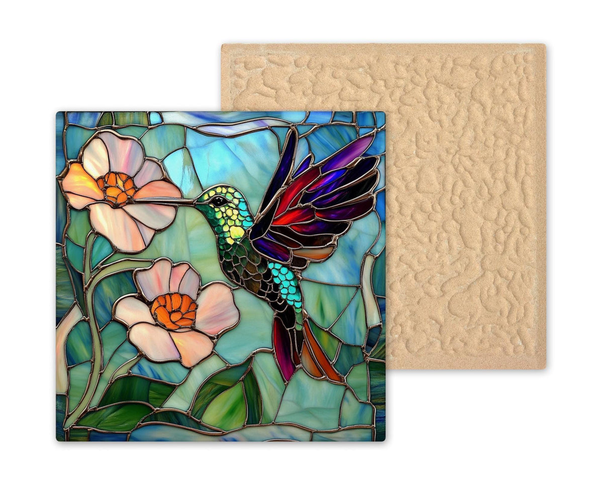 Hummingbird Wall Art Ceramic Tile Floral Gift Garden Bird Decor Birdwatcher Nature Art Memorial