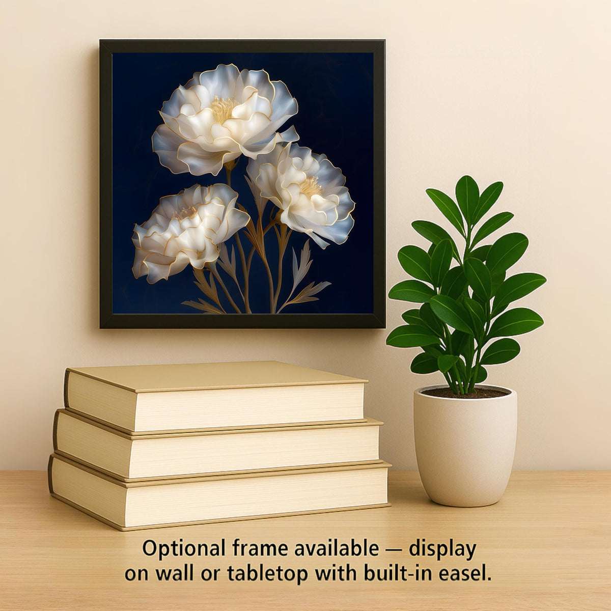 White Carnation Wall Art Ceramic Tile Stained Glass Style Floral Decor Elegant Ivory Botanical Home Gift Tile