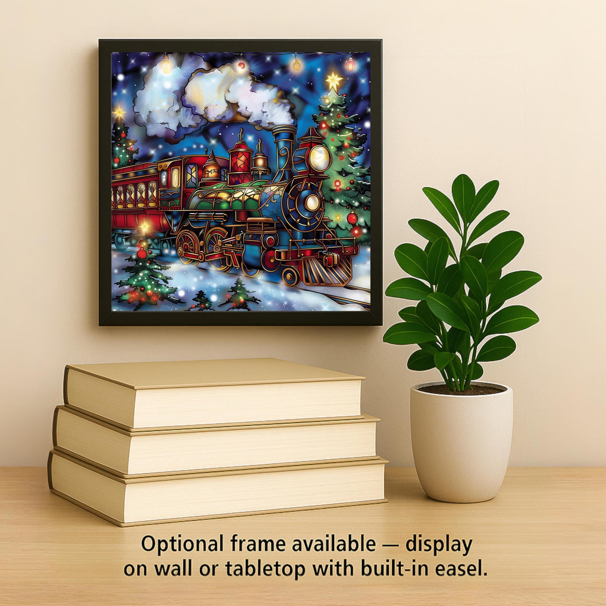 Christmas Train Wall Art Ceramic Tile Holiday Gift Railway Decor Train Lover Gift Festive Home Art Tile