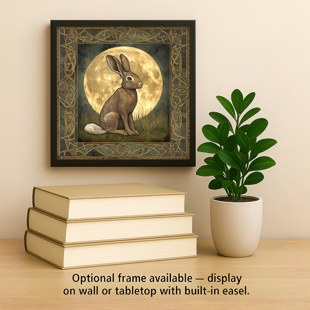 Celtic Hare Wall Art Ceramic Tile Irish Gift Knotwork Moon Decor Folklore Art Celtic Lover Nature Gift Tile