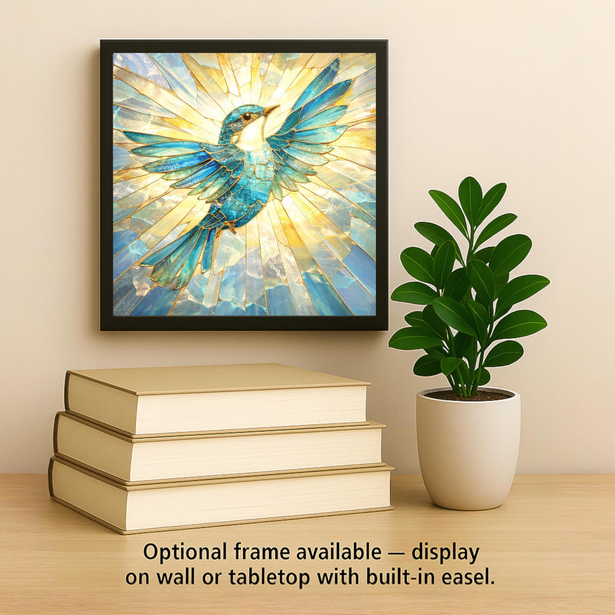 Bluebird Wall Art Ceramic Tile Stained Glass Style Coastal Bird Home Decor Nature Wall Gift Tile
