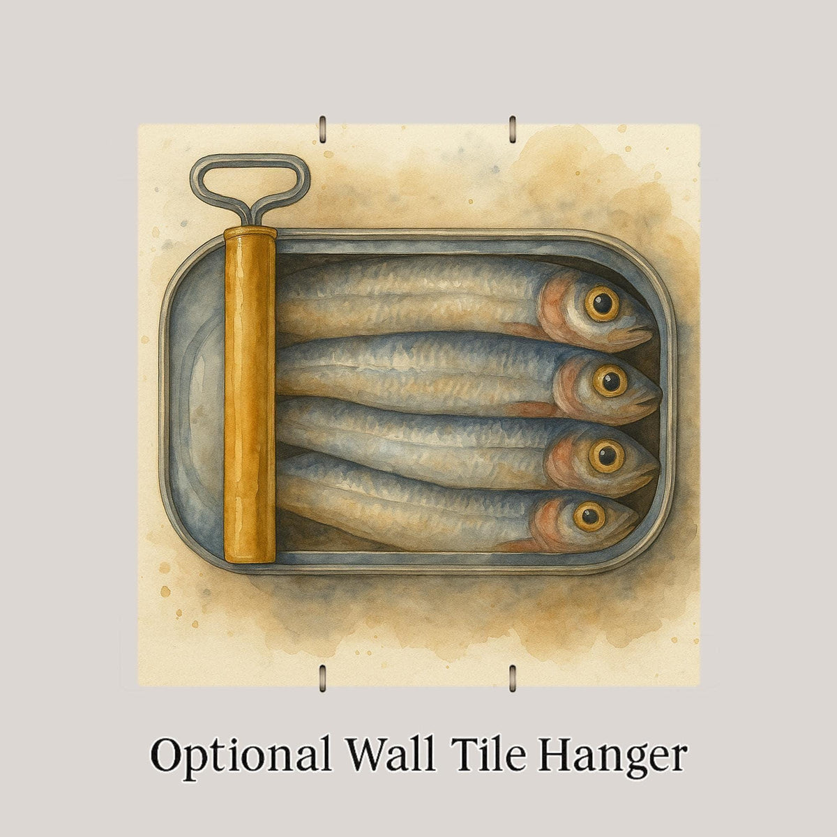 Sardine Can Ceramic Art Tile: Coastal Wall Decor Beach House Accent Ocean Home Decor Wall Art