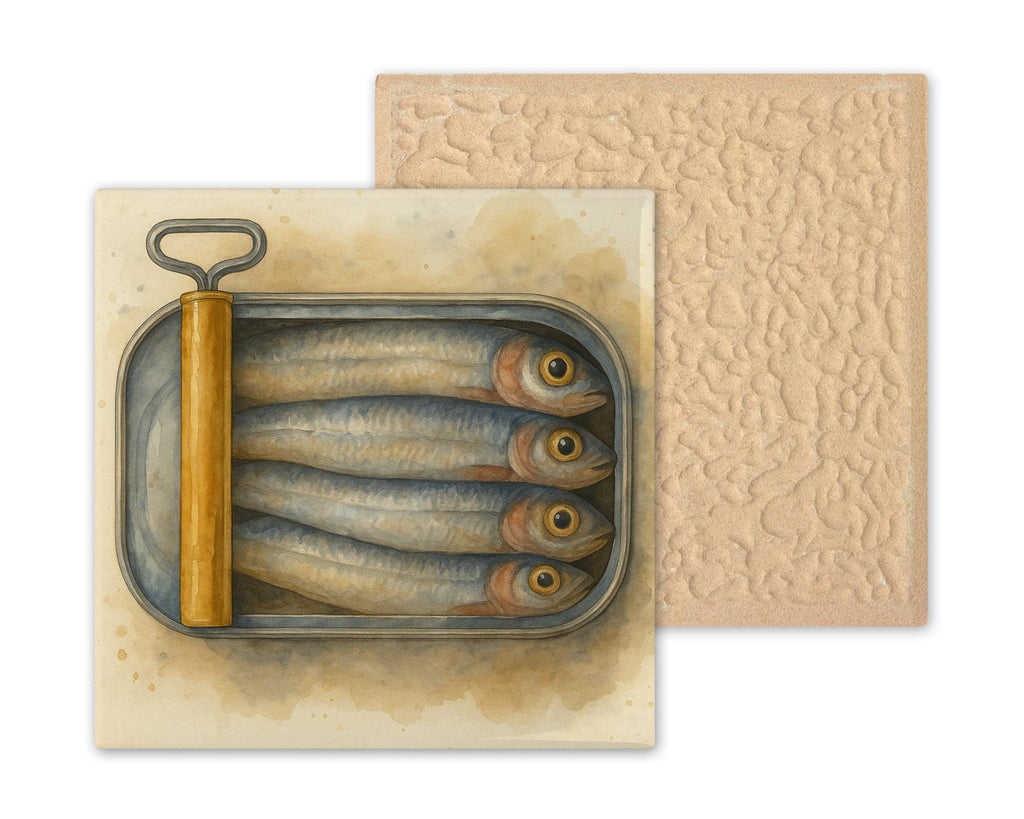 Sardine Can Ceramic Art Tile: Coastal Wall Decor Beach House Accent Ocean Home Decor Wall Art