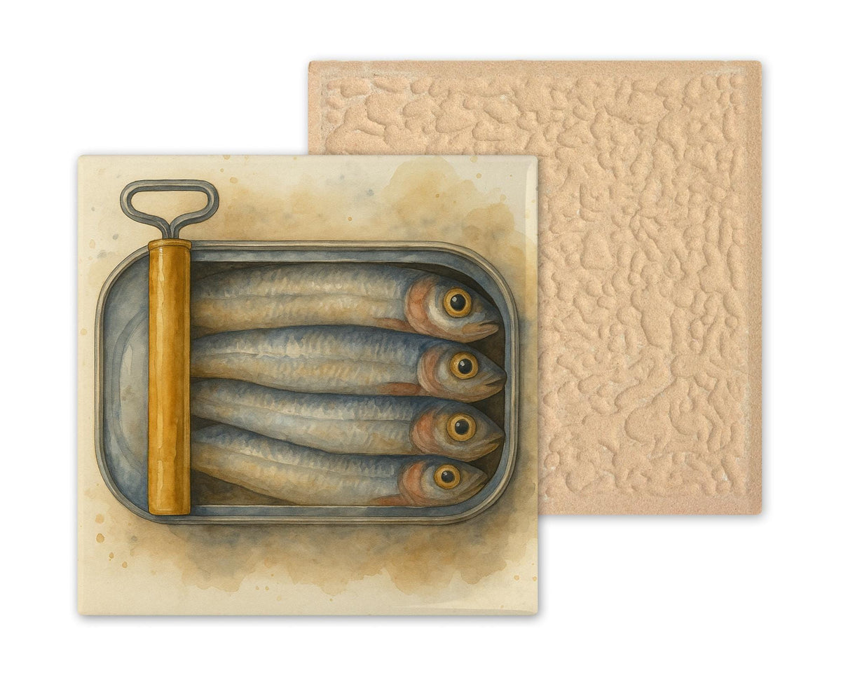 Sardine Can Ceramic Art Tile: Coastal Wall Decor Beach House Accent Ocean Home Decor Wall Art