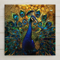 This peacock stained glass style ceramic tile wall art shines with vibrant blues, greens, and golds. Perfect for home décor or gifting, it includes optional display add-ons like a tile wall hanger, easel tile stand, or cork backing. A stunning piece of nature-inspired art.